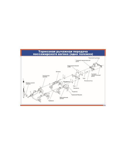 Тормозная рычажная передача пассажирского вагона (одна тележка) (900 х  600 мм, ламинированный, с пластиковым профилем и стальным крючком) - Автотормоза подвижного состава, Железнодорожный транспорт -  1