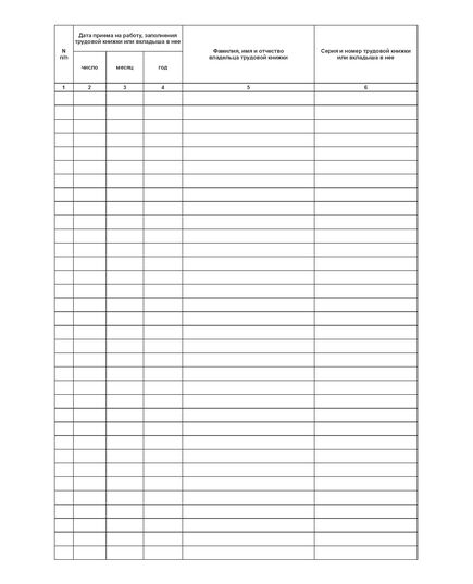 Книга учета движения трудовых книжек и вкладышей в них (Приложение № 3 к Постановлению Минтруда РФ от 10.10.2003 № 69 в ред. Приказа Минтруда России от 31.10.2016 N 588н) (прошитый, 100 страниц) - Кадровая служба, Журналы (Твердая, мягкая обложка, прошитые) -  3