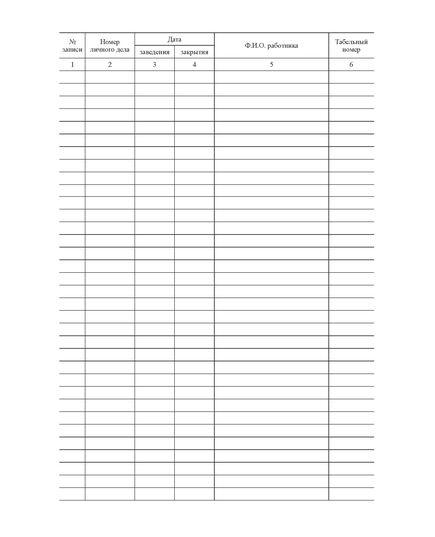 Журнал регистрации личных дел работников (прошитый, 100 страниц) - Кадровая служба, Журналы (Твердая, мягкая обложка, прошитые) -  3