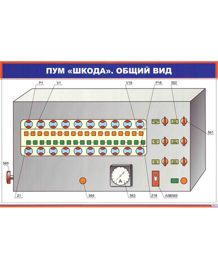 ПУМ "ШКОДА". Общий вид (600 х 900 мм, ламинированный, с пластиковым профилем и стальным крючком) - Электровозы переменного тока, Электрическое оборудование, Железнодорожный транспорт -  1
