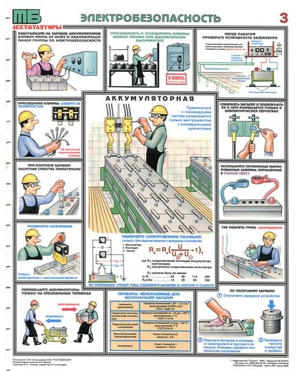 Комплект плакатов: Аккумуляторные помещения, 3 листа,  формат А2, ламинированные - Охрана труда, Безопасность работ, Плакаты (различные типоразмеры) -  2