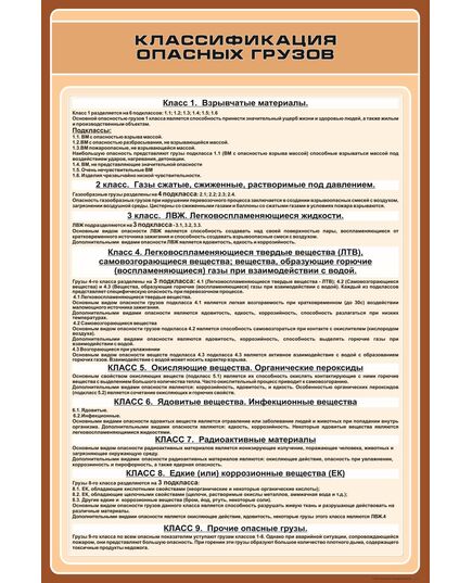 Плакат: Классификация опасных грузов (в соответствии с ГОСТ 19433-88) (600 х 900 мм, ламинированный, с пластиковым профилем и  крючком) - ПТЭ и безопасность движения, (ЦРБ), Железнодорожный транспорт -  1