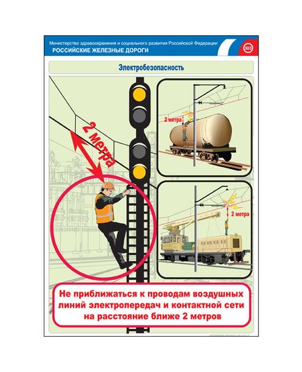Комплект плакатов: Электробезопасность на железной дороге , 12 штук, формат А3, размер 297 x 420, ламинированные - ПТЭ и безопасность движения, (ЦРБ), Железнодорожный транспорт -  3