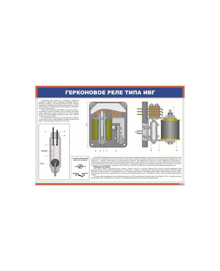 Герконовое реле типа ИВГ (900 х 600 мм, ламинированный, с пластиковым профилем и стальным крючком) - Автоматика и телемеханика на железнодорожном транспорте, (ЦШ), Железнодорожный транспорт -  1