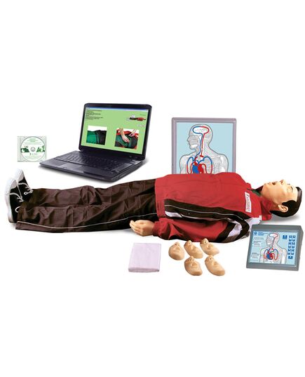 Т12к "Максим III-01", тренажёр сердечно-лёгочной и мозговой реанимации,  с учебным и 4-мя тестовыми режимами, обучающей компьютерной анимационной программой, цифровым датчиком объёма и скорости вдыхаемого воздуха, с пультом контроля управления (1700х550х250/11,6кг.) - Учебные тренажеры (Комплекты по оказанию неотложной помощи),  -  3