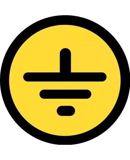 Заземлено круглый (самоклейка) 40*40 мм - Знаки по электробезопасности (Т), Знаки безопасности (самоклейка, пластик, металл) -  1