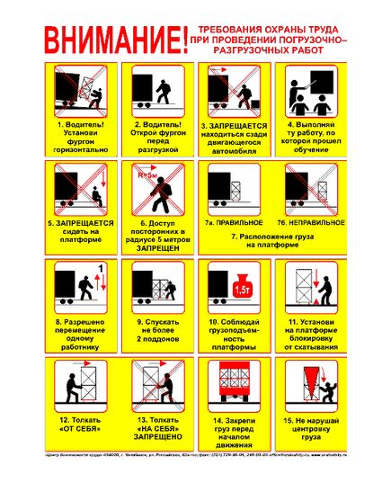 Плакат: Требования охраны труда при проведении погрузочно-разгрузочных работ, 1 штука, формат А2, ламинированный - Охрана труда, Безопасность работ, Плакаты (различные типоразмеры) -  1