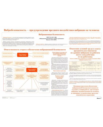 Плакат: Вибробезопасность - предупреждение вредного воздействия вибрации на человека. формат А1, ламинированный. - Вредные факторы рабочей среды на железнодорожном транспорте, Железнодорожный транспорт -  1