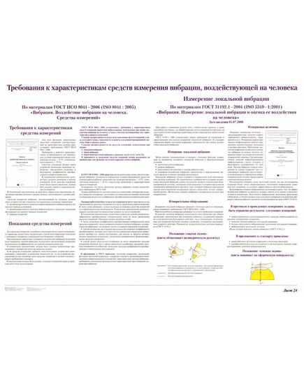 Плакат: Требования к характеристикам средств измерения вибрации, воздействующей на человека (лист 24). формат А1, ламинированный. - Вредные факторы рабочей среды на железнодорожном транспорте, Железнодорожный транспорт -  1