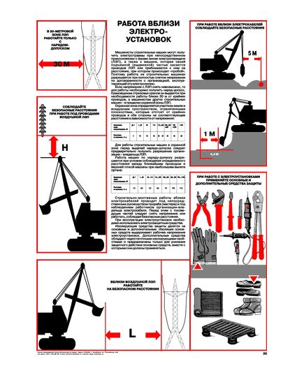 Плакат: Работа вблизи электроустановок, 1 штука, формат А2, ламинированный - Энергетика, Электробезопасность, Плакаты (различные типоразмеры) -  1