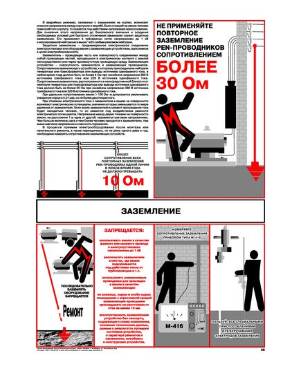 Плакат: Заземление, 1 штука, формат А2, ламинированный - Энергетика, Электробезопасность, Плакаты (различные типоразмеры) -  1