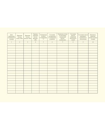 Эксплуатационный журнал пункта редуцирования газа. Приложение Л к ГОСТ 34741-2021. Системы газораспределительные. Требования к эксплуатации сетей газораспределения природного газа (альбомный, прошитый, 100 стр.) - Объекты газораспределения, Журналы (Твердая, мягкая обложка, прошитые) -  3