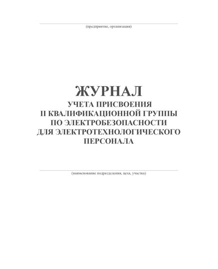 Журнал учета присвоения 2 квалификационной группы по электробезопасности для электротехнологического персонала (100 стр, прошит) - Энергетика, Электробезопасность, Журналы (Твердая, мягкая обложка, прошитые) -  4