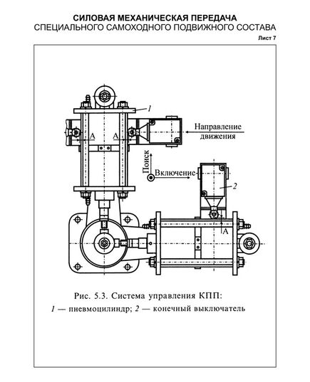 Плакат: Система управления КПП, лист 7, формат А3, ламинированный - Альбом чертежей, Силовая механическая передача специального самоходного подвижного состава, Железнодорожный транспорт -  1