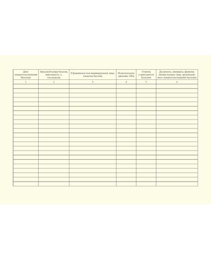 Журнал учета технического освидетельствования и ремонта баллонов СУГ. Приложение 17 к ГОСТ Р 54982-2022. Системы газораспределительные. Объекты сжиженных углеводородных газов. Общие требования к эксплуатации (альбомный, прошитый, 100 стр.) - Объекты газораспределения, Журналы (Твердая, мягкая обложка, прошитые) -  1