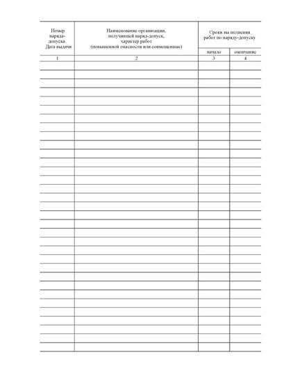 Журнал учета выдачи наряда-допуска на производство работ повышенной опасности и совмещенных работ (Приложение 5 к Инструкции по организации и производству работ повышенной опасности. РД 34.03.234-97) (прошитый, 100 страниц) - Охрана труда, Безопасность работ, Журналы (Твердая, мягкая обложка, прошитые) -  1