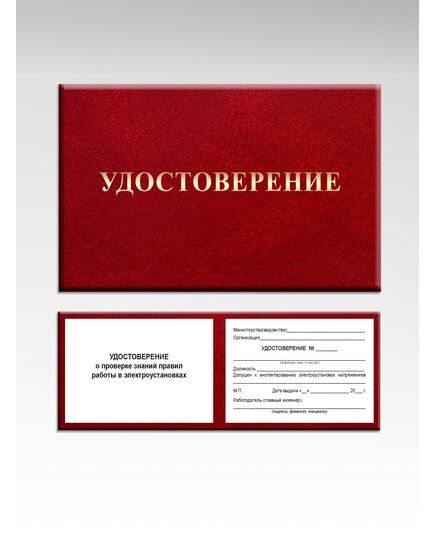 Удостоверение о проверке знаний правил работы в электроустановках. Форма утверждена Приложением Г к СТО РЖД 15.013-2021 (Допуск к работе в электроустановках) - Железнодорожный транспорт, Удостоверения -  1