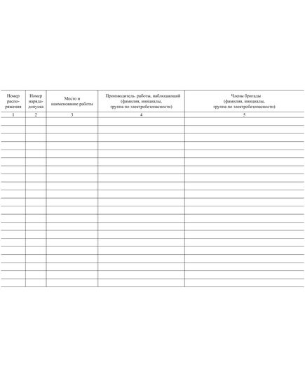 Приложение Е к СТО РЖД 15.013-2021. Журнал учета работ по нарядам-допускам и распоряжениям для работы в электроустановках. (прошитый, 100 страниц) - Энергетика, Электробезопасность, Железнодорожный транспорт -  2