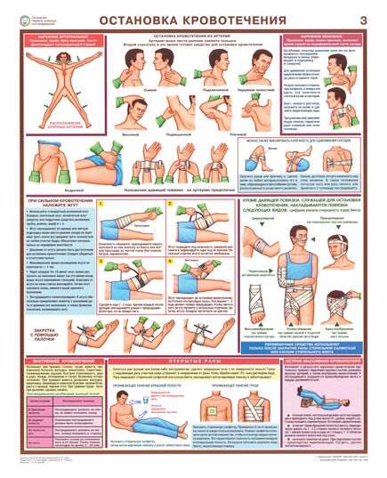Комплект плакатов: Оказание первой помощи пострадавшим, 6 листов, формат А2, ламинированные - Первая помощь, Плакаты (различные типоразмеры) -  3