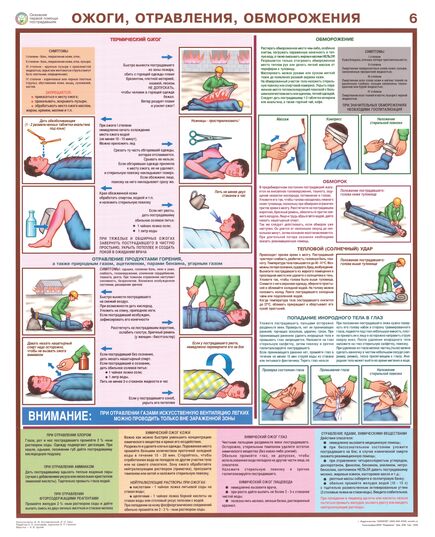 Комплект плакатов: Оказание первой помощи пострадавшим, 6 листов, формат А2, ламинированные - Первая помощь, Плакаты (различные типоразмеры) -  6