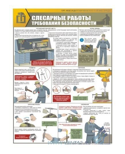 Комплект плакатов: Слесарные работы. Требования безопасности, 2 штуки, формат А2, ламинированные - Охрана труда, Безопасность работ, Плакаты (различные типоразмеры) -  1