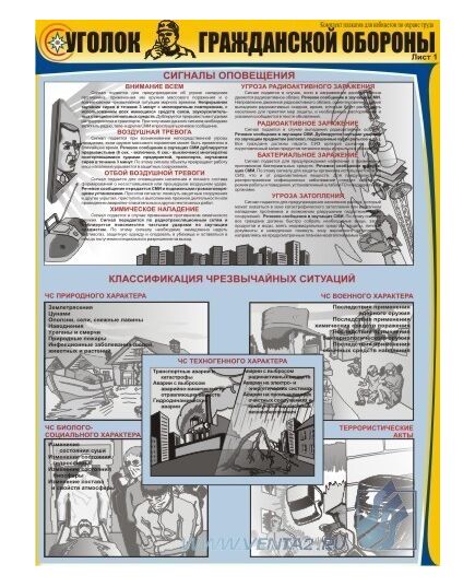 Комплект плакатов: Уголок гражданской обороны, 3 штуки, формат А2, ламинированные - Гражданская оборона и черезвычайные ситуации, Плакаты (различные типоразмеры) -  1