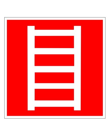 Пожарная лестница (самоклейка) 100*100 мм - Знаки пожарной безопасности (F), Знаки безопасности (самоклейка, пластик, металл) -  1