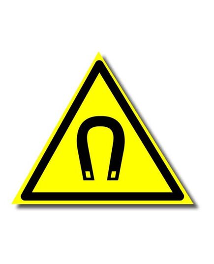 Внимание. Магнитное поле (металл) 200*200 мм - Предупреждающие знаки (W), Знаки безопасности (самоклейка, пластик, металл) -  1