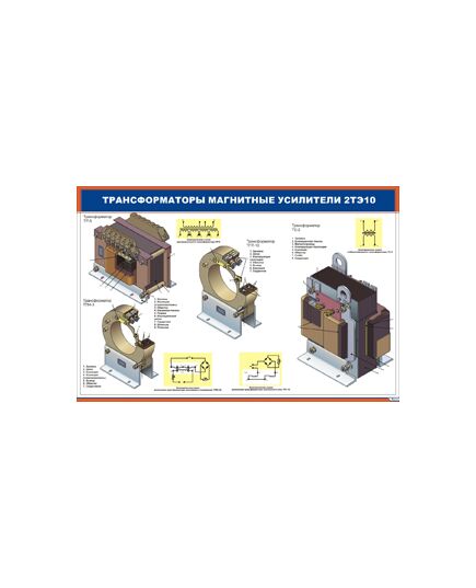 Плакат: Трансформаторы магнитные усилители 2ТЭ10 (900 х 600 мм, ламинированный, с пластиковым профилем и стальным крючком) - Локомотивы и локомотивное хозяйство, (ЦТ, ЦТР), Железнодорожный транспорт -  1