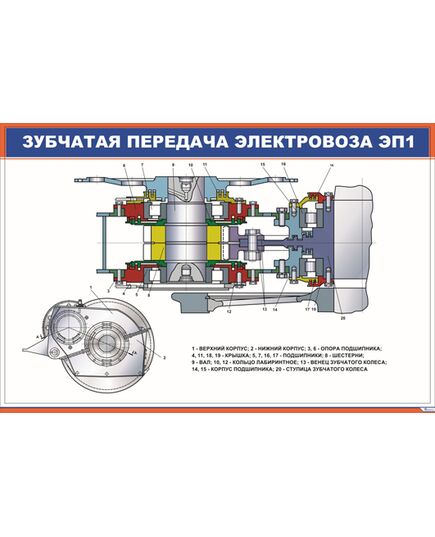 Зубчатая передача электровоза ЭП1 (900 х 600 мм, ламинированый, с пластиковым профилем и стальным крючком) - Электровозы переменного тока, Механическое оборудование, Железнодорожный транспорт -  1