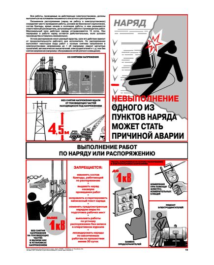 Плакат: Выполнение работ по наряду или распоряжению, 1 штука, формат А2, ламинированный - Охрана труда, Безопасность работ, Плакаты (различные типоразмеры) -  1